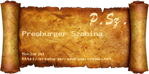Presburger Szabina névjegykártya